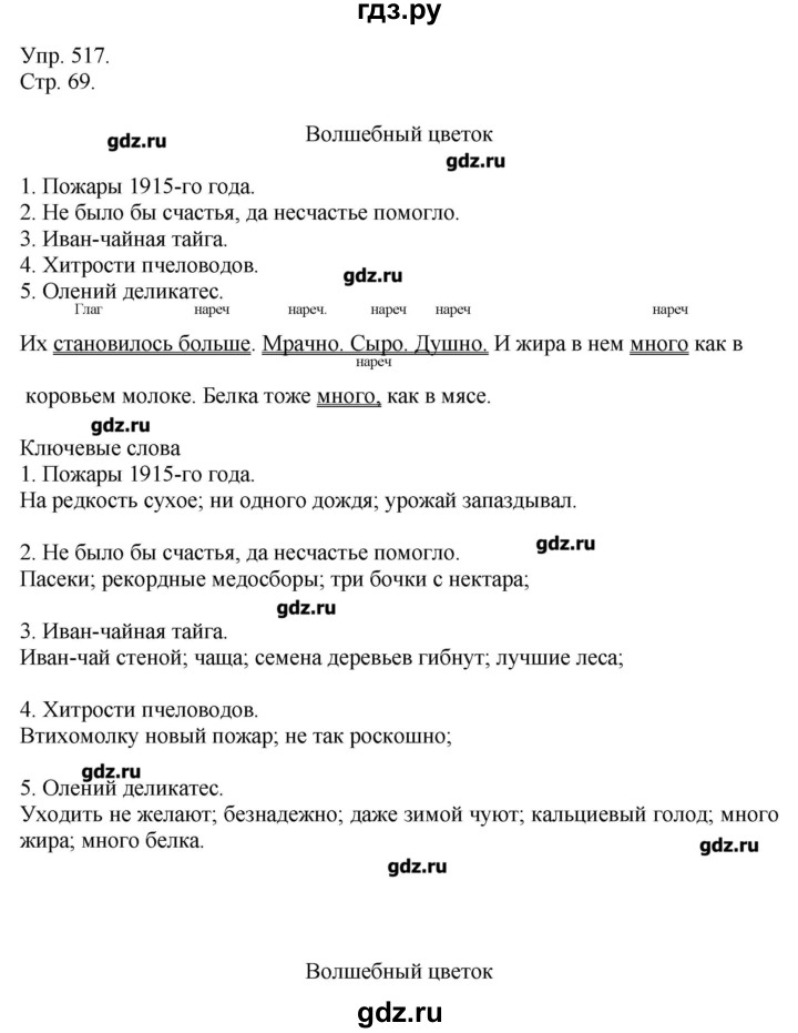 ГДЗ по русскому языку 7 класс  Львова   упражнение - 517, Решебник №1