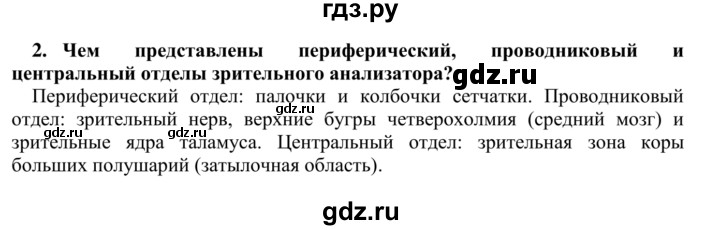 ГДЗ по биологии 9 класс Сапин Человек  Зрительный анализатор - 2, Решебник