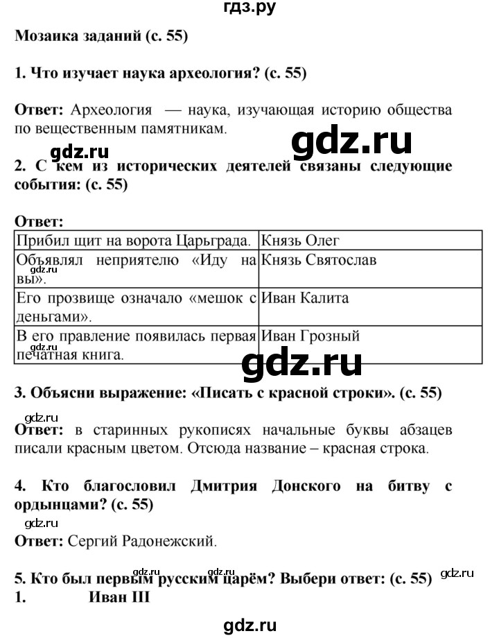 ГДЗ по окружающему миру 4 класс  Ивченкова   часть 2 Саплина (страницы) - 55, Решебник №1