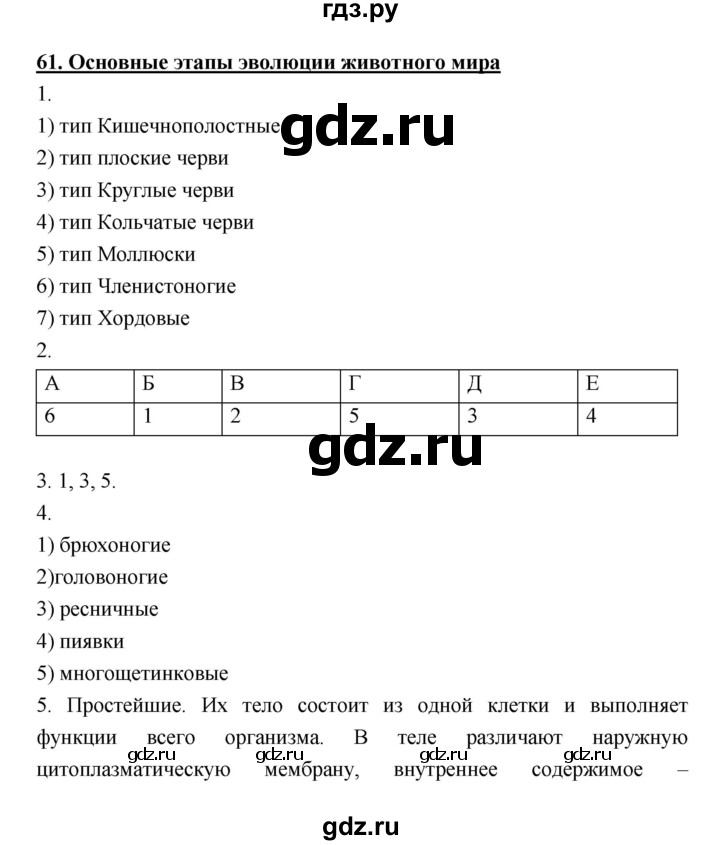 ГДЗ по биологии 7 класс  Тихонова рабочая тетрадь  параграф - 61, Решебник