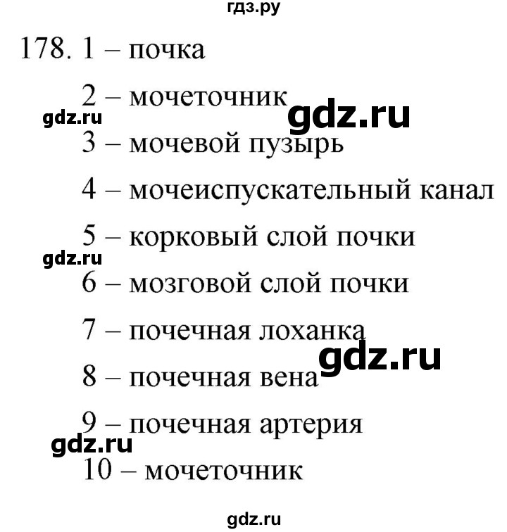 ГДЗ по биологии 9 класс  Сонин рабочая тетрадь Человек (Сапин)  упражнение - 178, Решебник